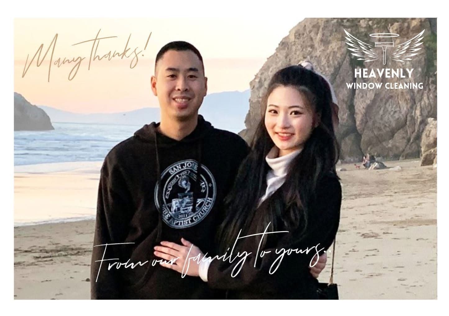 The owners of Heavenly Window Cleaning together at the beach